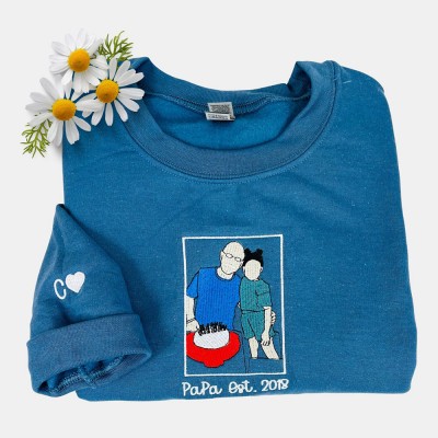 Personalised Embroidered Portrait From Photo Dad Sweatshirt 