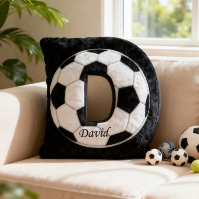 Personalised Soccer Letter Shaped Pillow with Name Sports Fans Xmas Gift for Kids