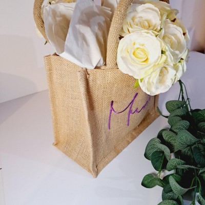 Personalised Embroidered Mother's Day Jute Bag Canvas Bag