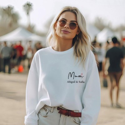 Personalised Mum Sweatshirt with Children Name Happy Mother's Day Gifts